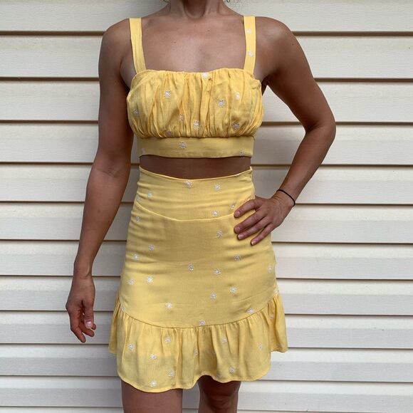 For Love & Lemons Iloncello 2 piece mini skirt set, tube top with straps, XS - Picture 1 of 12